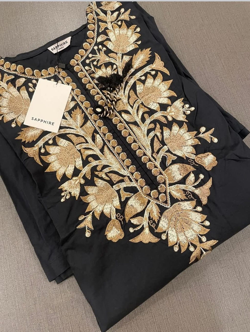 Sapphire embroided lawn shirt
