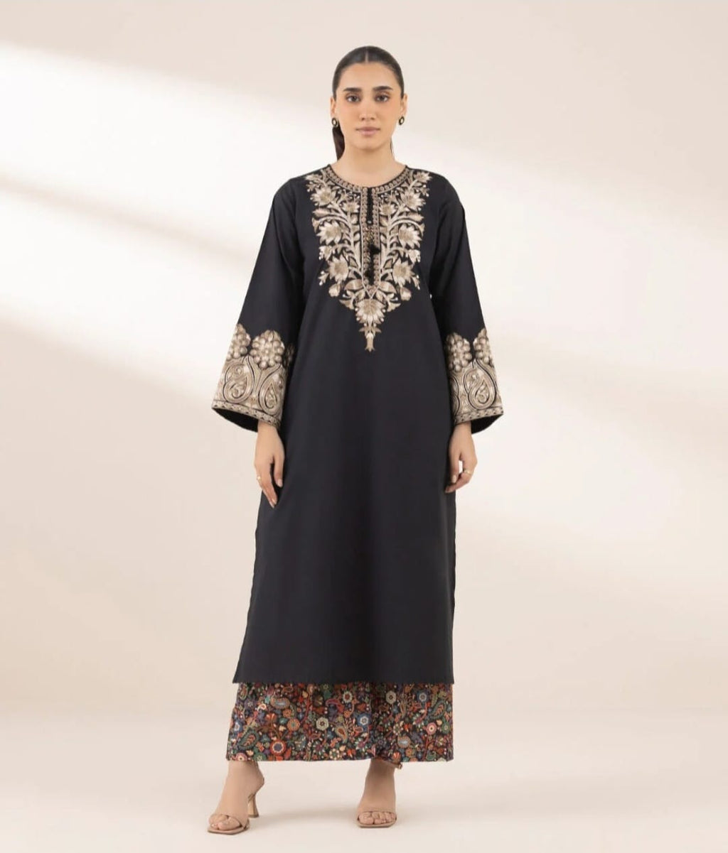 Sapphire embroided lawn shirt