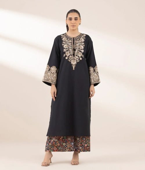 Sapphire embroided lawn shirt